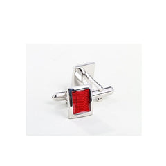 Men's Red Golden Tone Shirt Cufflinks For Business Party