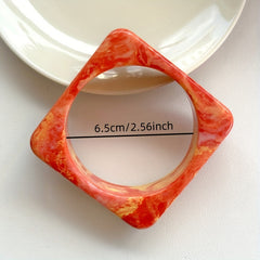 Wide Resin Bracelet Red & Yellow Gradient Square