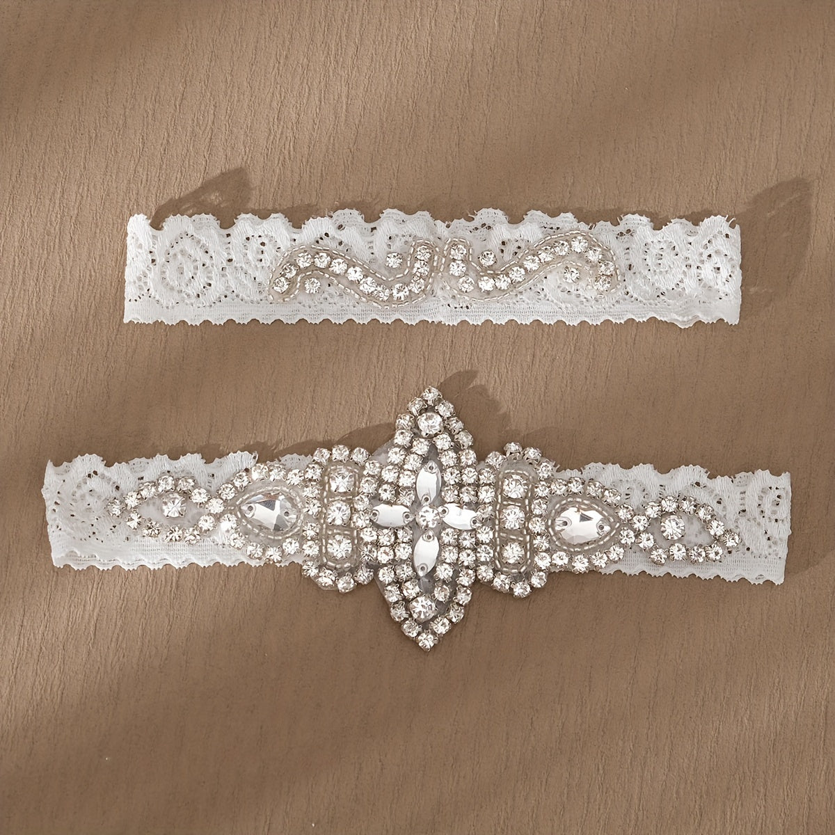 Bridal Gown Leg Accessory Set with Hand Sewn Fishnet Thigh Straps