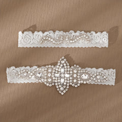 Bridal Gown Leg Accessory Set with Hand Sewn Fishnet Thigh Straps
