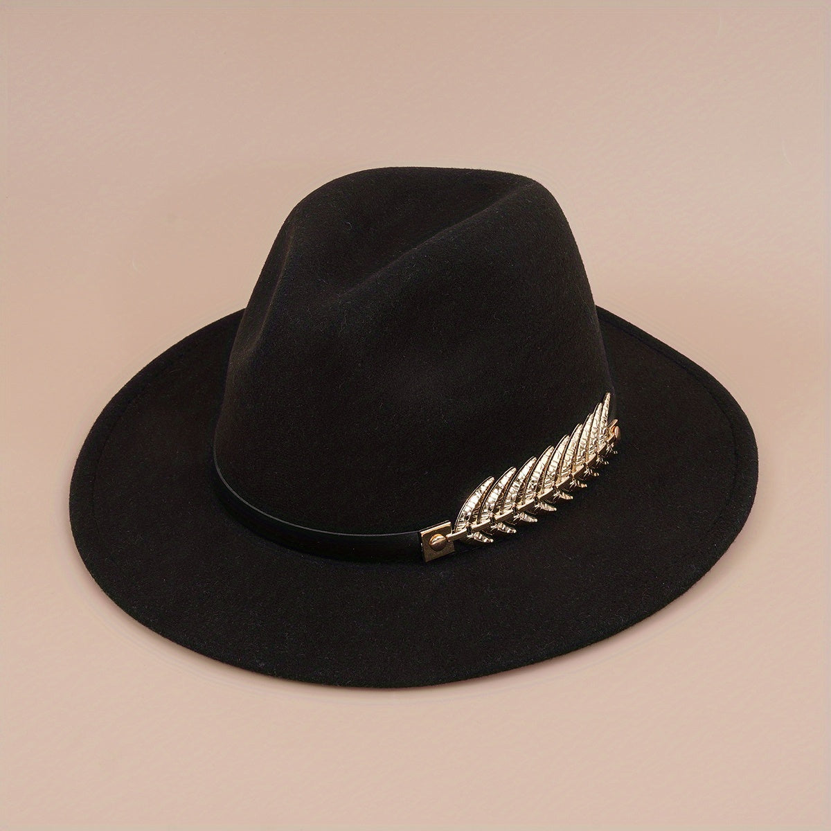 Metal Leaf Decor Fedora Cap Candy Couple Jazz Hat Sunscreen Cowboy Cowgirl Felt