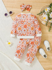 Autumn Baby Daisy Graphic Sweatshirt Set