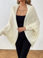 Batwing Sleeve Knit Cardigan Open Front Solid Sweater
