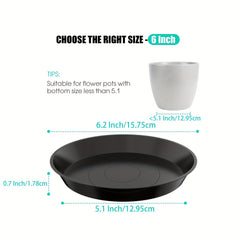 6pcs Plastic Plant Saucer Tray 15-24cm Indoor Outdoor Flower Pot Accessories