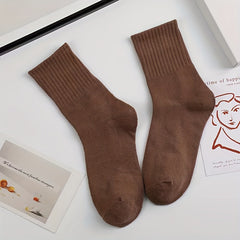 6 Pairs Comfy Solid Socks Women's Stockings
