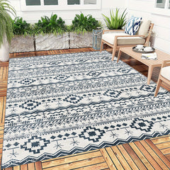 Large Bohemian Reversible Mats Non-slip Plastic Straw Rug Outdoor Area Rug