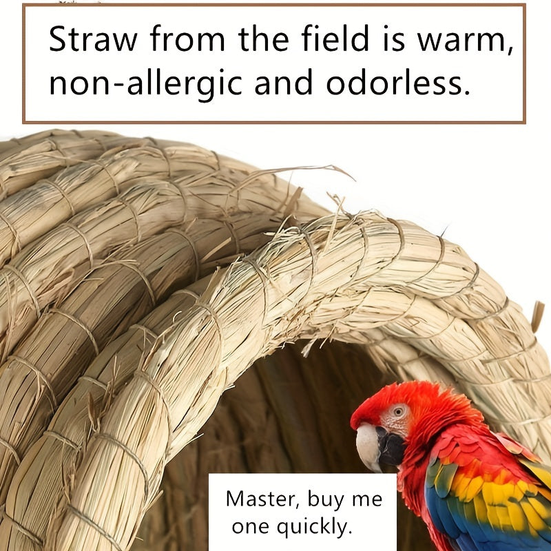 Straw Bird's Nest & Breeding Box for Cockatiel & Budgerigar