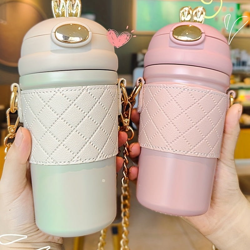 Rabbit Stainless Steel Insulation Cup with Bouncing Straw