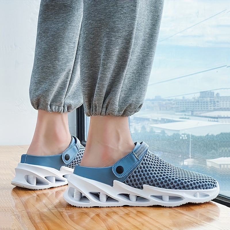 Men's Mesh Blade Clogs Slip on Closed Toe Sandals Soft Sole Walking Shoes