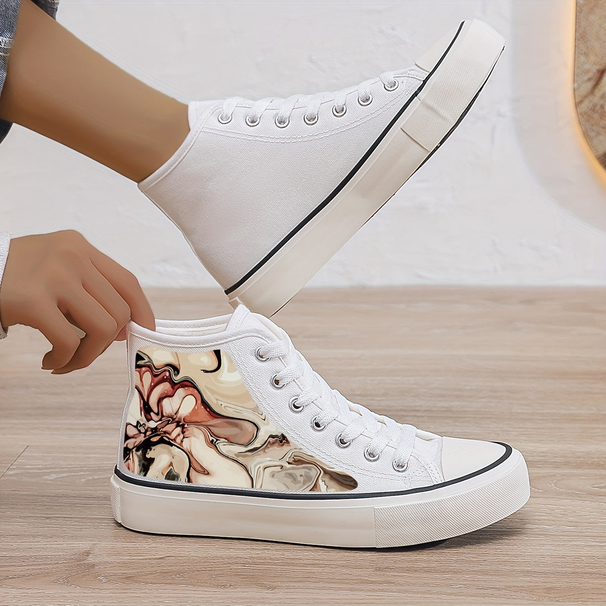 Plush Lined Chunky Canvas Sneakers Flat Heighten Warm Breathable Non Slip Shoes