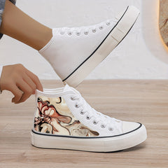 Plush Lined Chunky Canvas Sneakers Flat Heighten Warm Breathable Non Slip Shoes