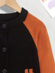 Boys Casual Block Cardigan Sweater Long Sleeve Tops