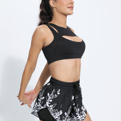 Plant Print High Stretch Fitness Sports Short Women's Activewear