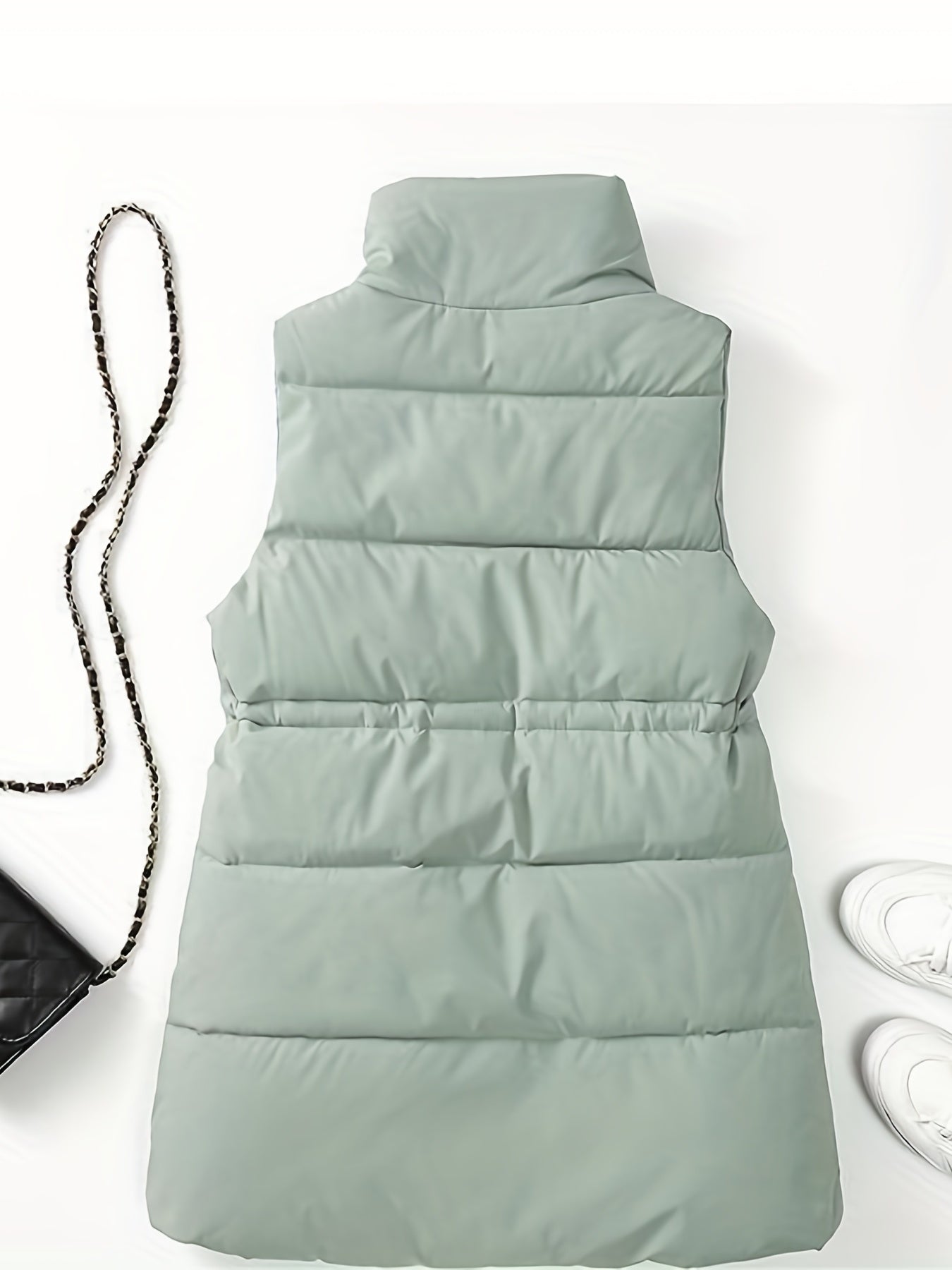 Sleeveless Warm Vest Zip Up Casual Solid
