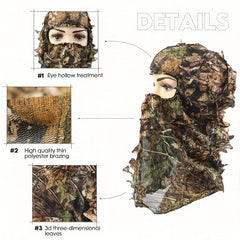 Ghillie Camouflage Leafy Hat 3D Full Face Mask Headwear Turkey Camo