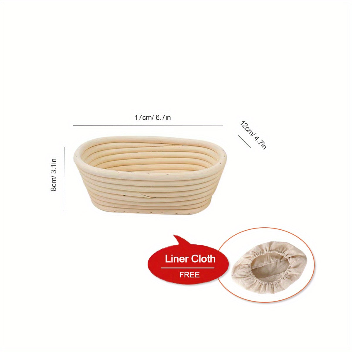 Bread Proofing Basket Oval Cane With Bread Lame and Linen Liner