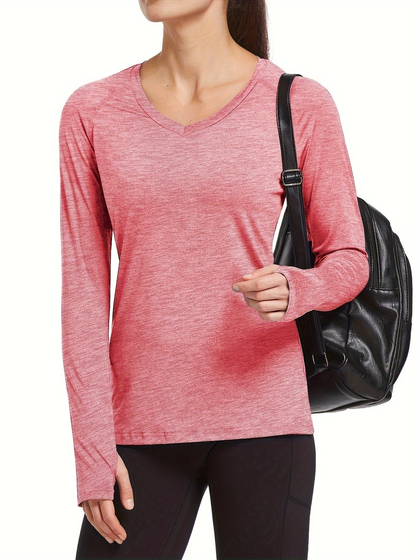 Sporty V Neck Long Sleeve Tee Women's Activewear