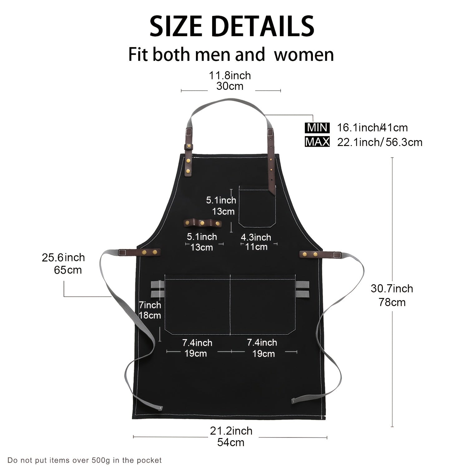 Adjustable Heavy Duty Canvas Apron, Brown, 28in x 35in