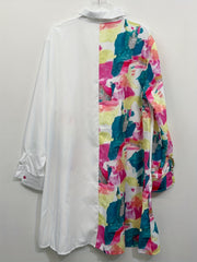 Colorblock Button Up Long Sleeve Casual Blouse