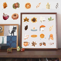 60pcs Autumn Maple Leaves Decal Stickers Waterproof Vinyl Stickers