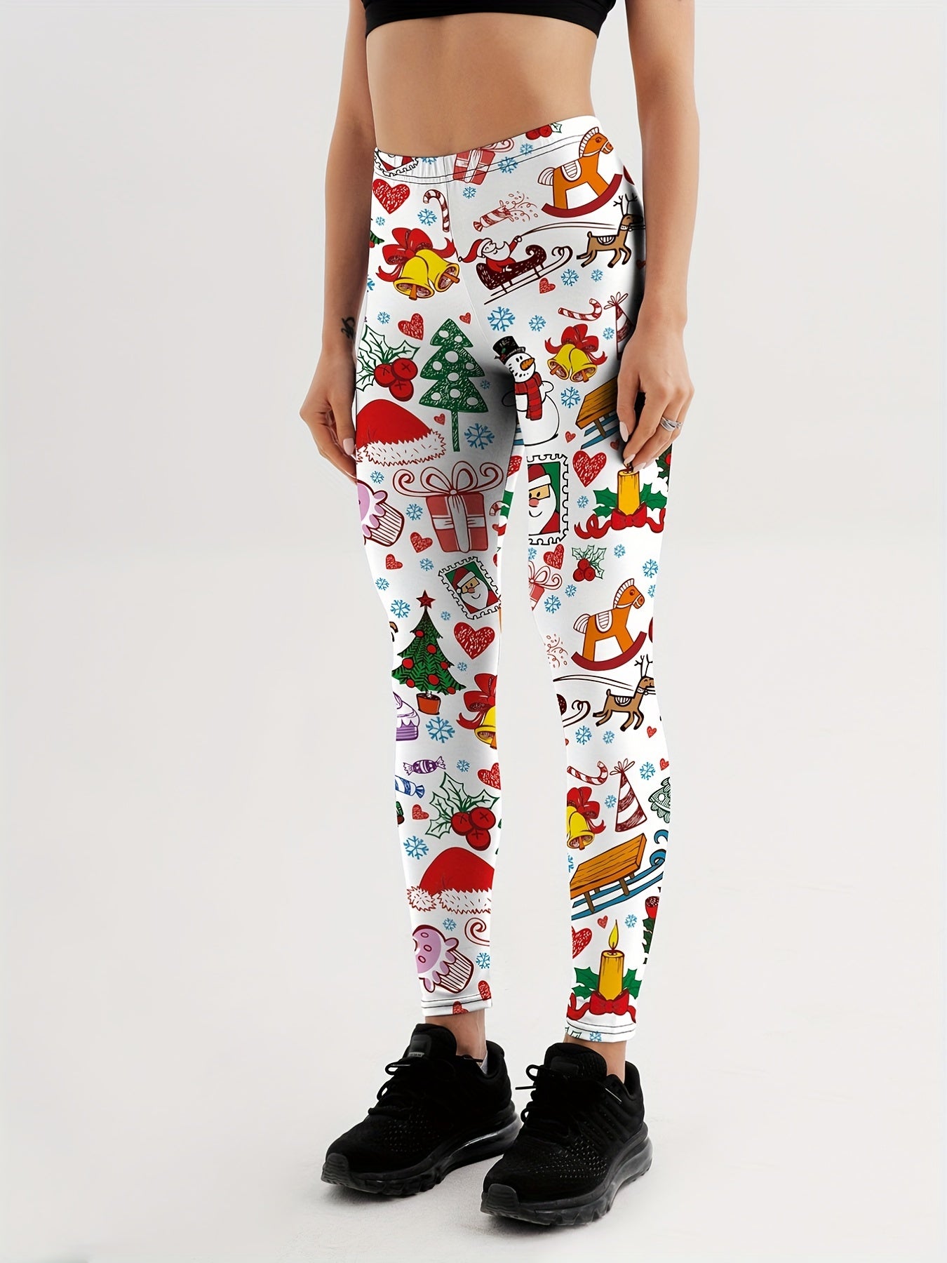 Christmas Tree Snowman Printed Yoga Pants for Women