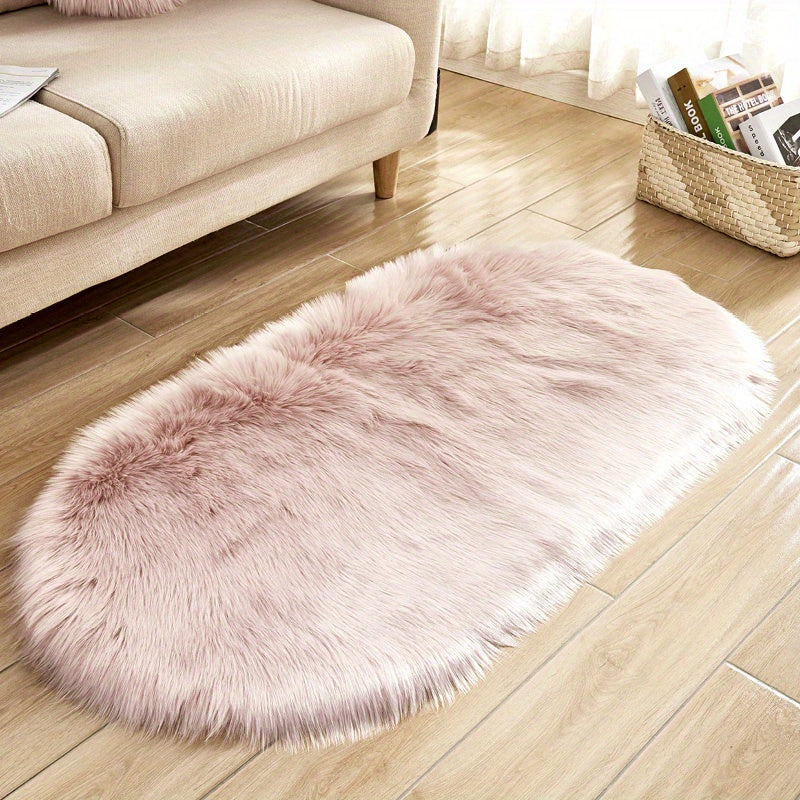Oval Plush Rug Bedside Foot Cushion Sofa Foot Cushion Carpet Floor Mat 60