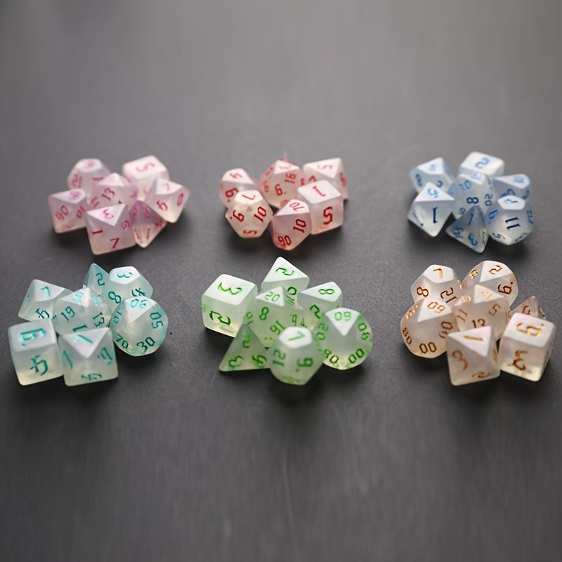 7pcs Iridescent Glitter Polyhedral Dice Set - Christmas Thanksgiving Gift