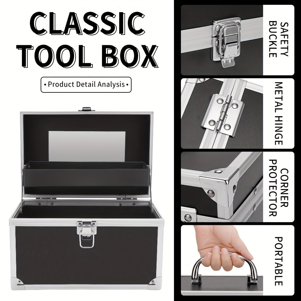 Professional Makeup Beauty Case Organizer Box Portable with Mirror & Handle