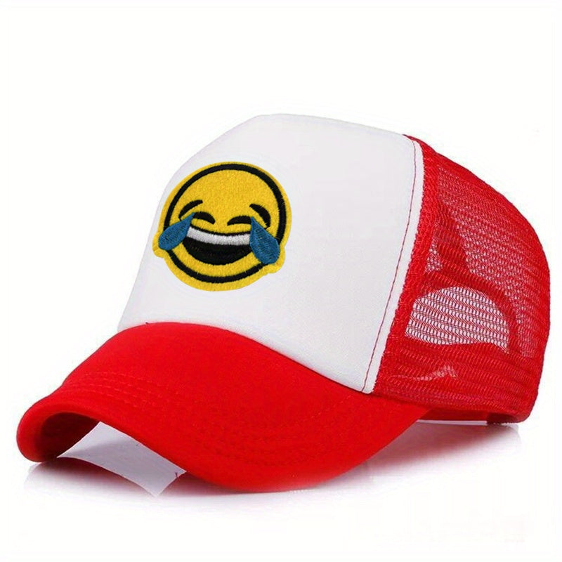 Smiling Tear Patch Trucker Hat Hip Hop Unisex Mesh Baseball Cap Breathable