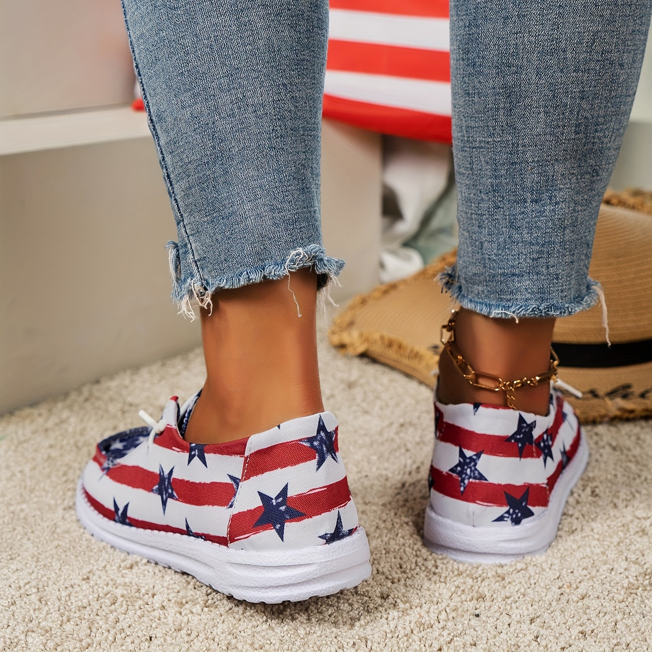Women's American Flag Walking Shoes Soft Lightweight Breathable Sports Shoes