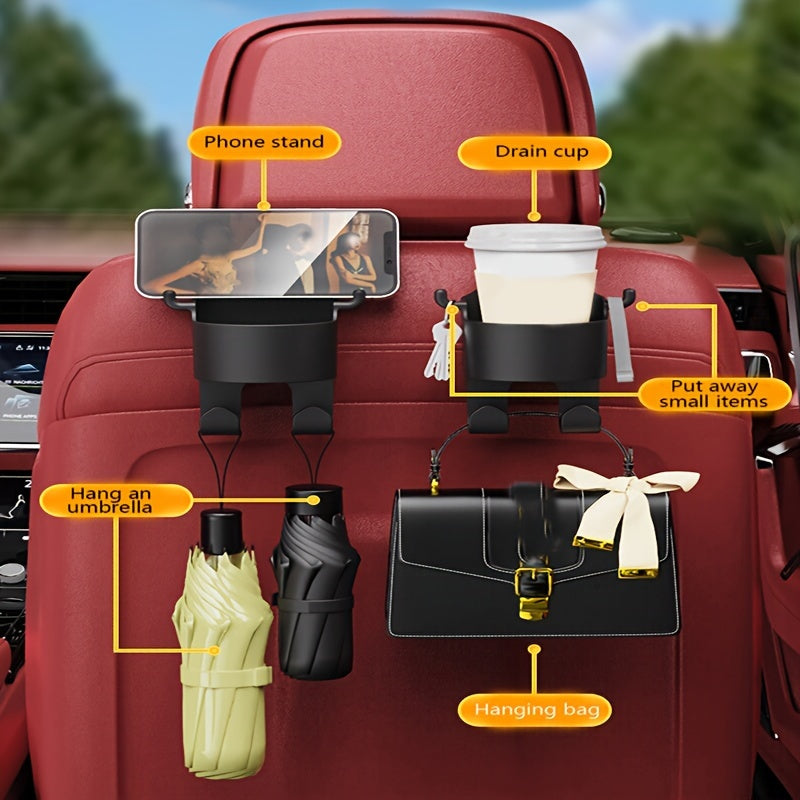 Car Seat Back Cup Holder & Hook Organizer