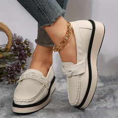 Women's Platform Loafers Round Toe Non Slip Shoes