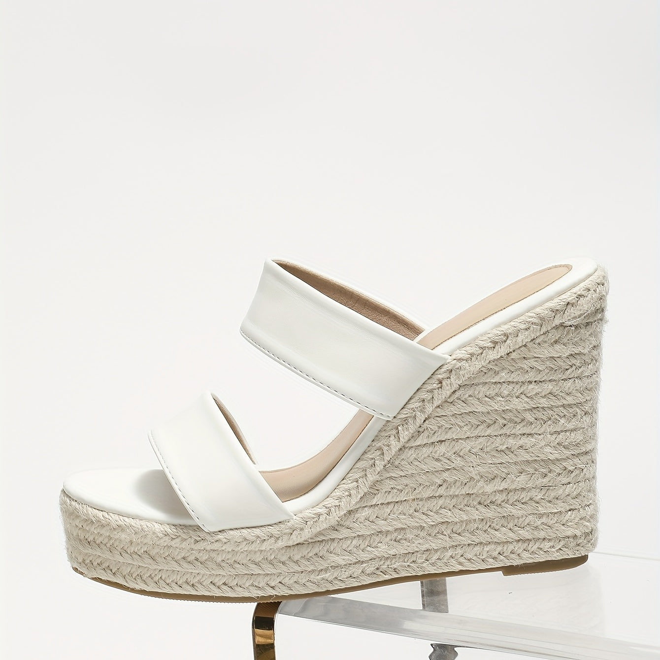 Women's Double Strap Wedge Heeled Sandals Slip On Platform Espadrille Shoes
