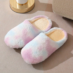 Women's Plush Indoor Slippers Warm & Comfy Closed Toe Fluffy Flat Shoes