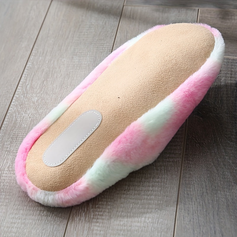 Women's Plush Indoor Slippers Warm & Comfy Closed Toe Fluffy Flat Shoes