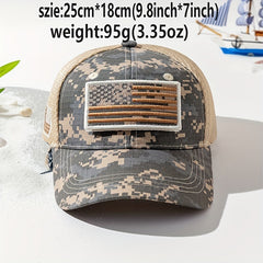 American Flag Camo Trucker Hat Baseball Cap Men's Sunshade Hat