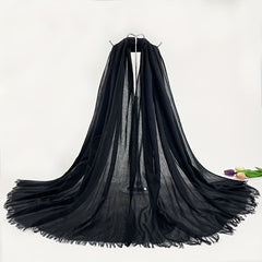 Frayed Edge Crinkle Scarf Solid Breathable Shawl Women Outdoor Hijab Turban