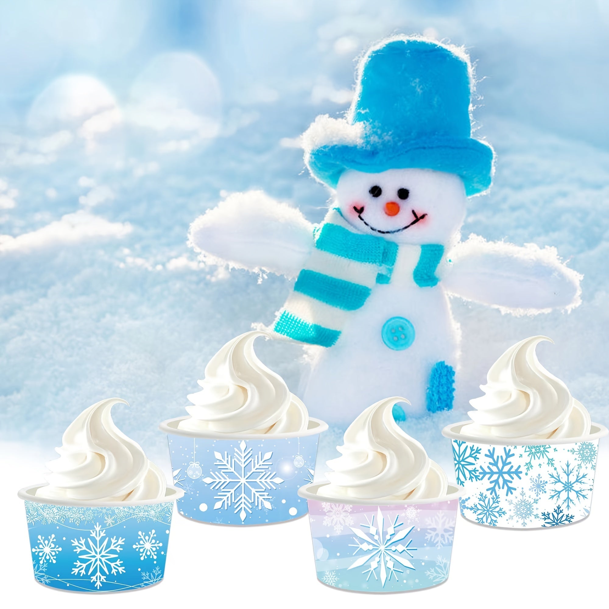 24 Christmas Treats Disposable Paper Bowls Ice Cream Bowls Christmas Decoration