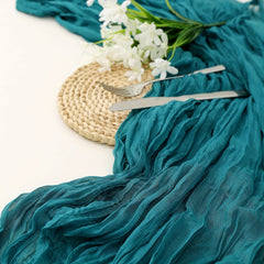 Polyester Balinese Table Runner Pleated Solid Cheesecloth Cover