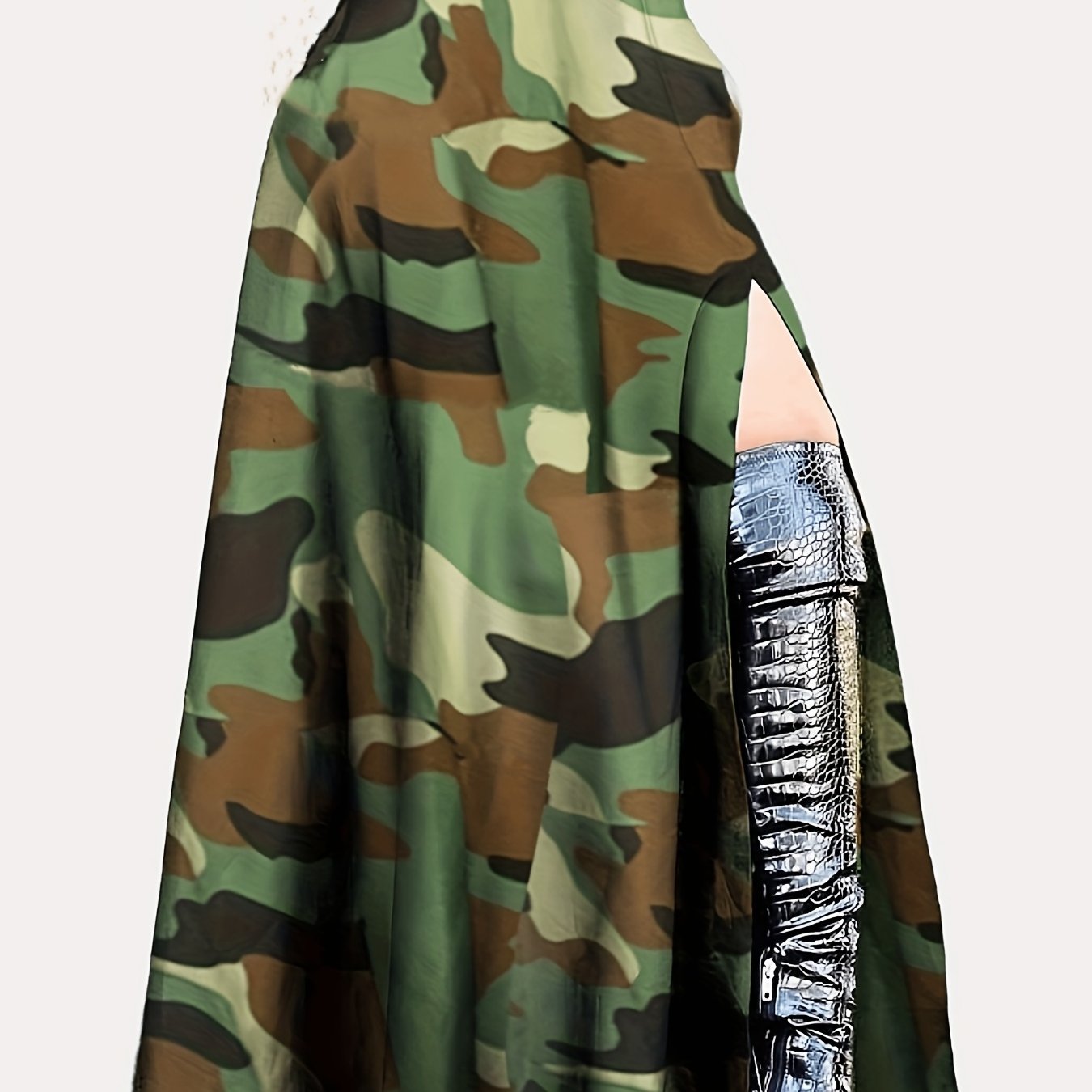 Camouflage Print Split Skirt High Waist Casual Skirt