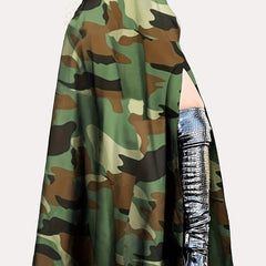 Camouflage Print Split Skirt High Waist Casual Skirt