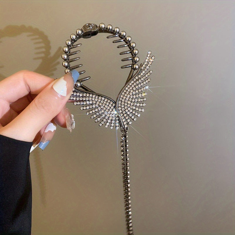 Rhinestone Wings Banana Clip Hair Claw Vintage Hair Clip