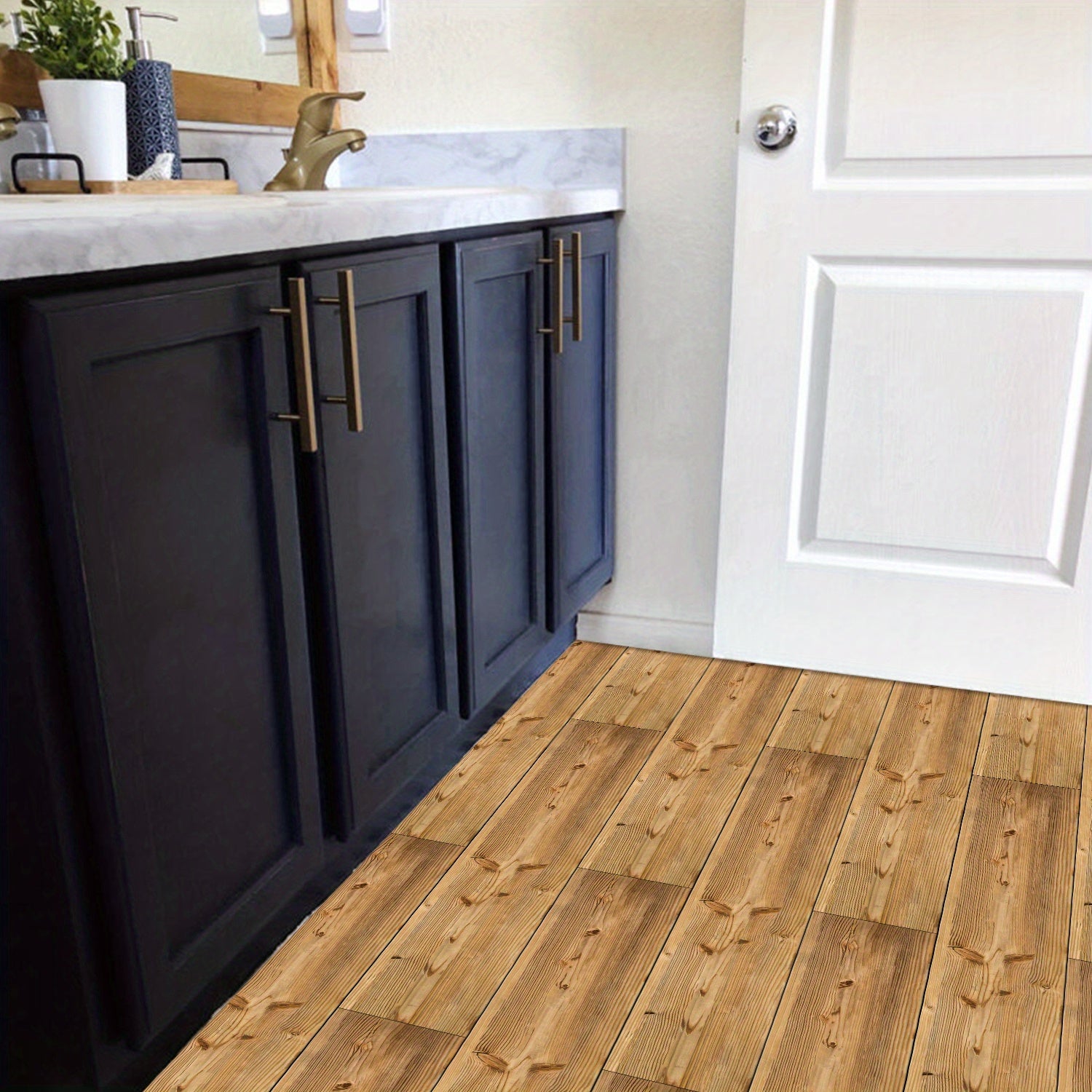 Gray Wood Flooring Peel And Stick Tiles Waterproof for Bathrooms and Kitchens