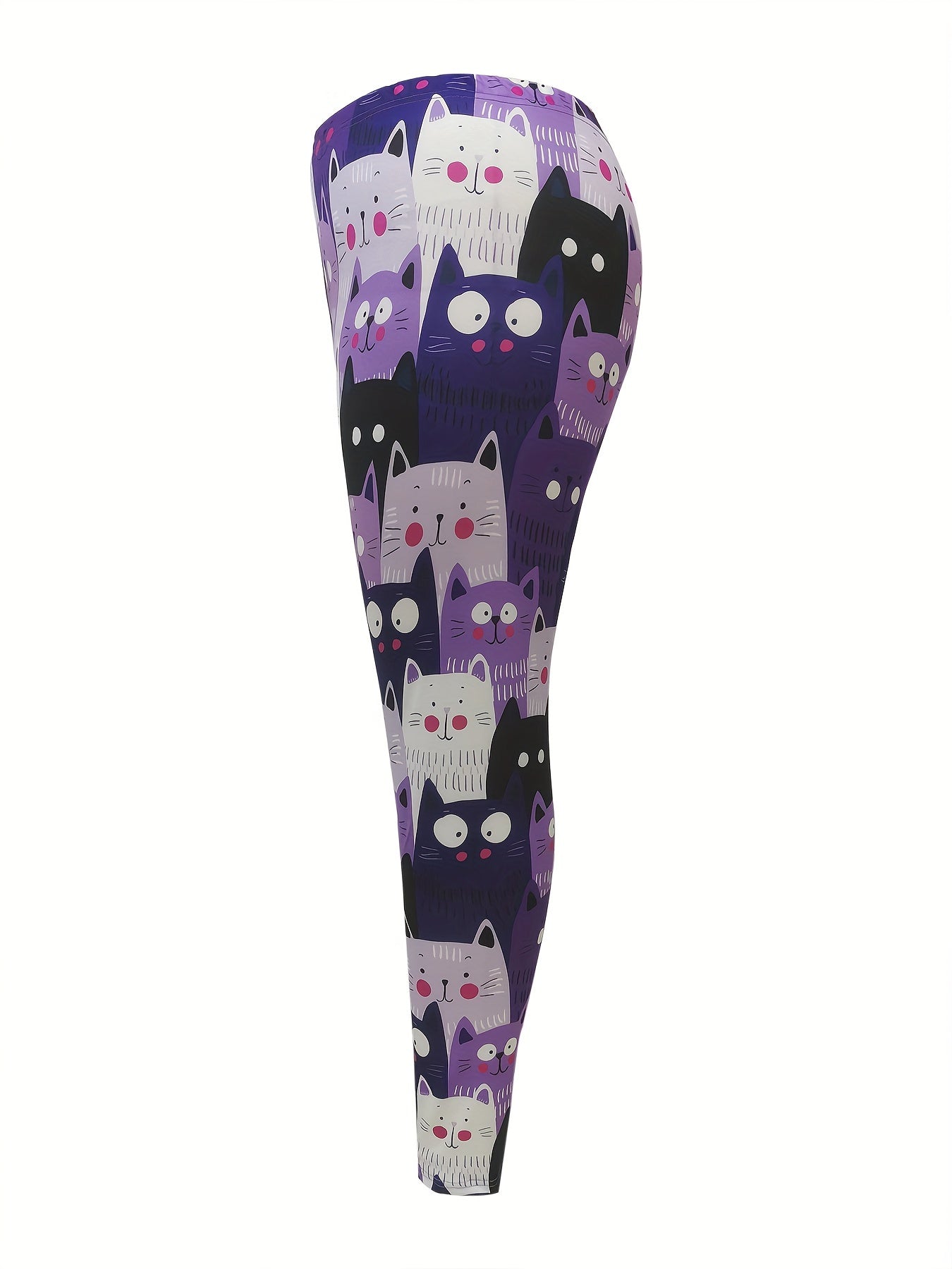 Cat Print Stretch Leggings Slim Fit