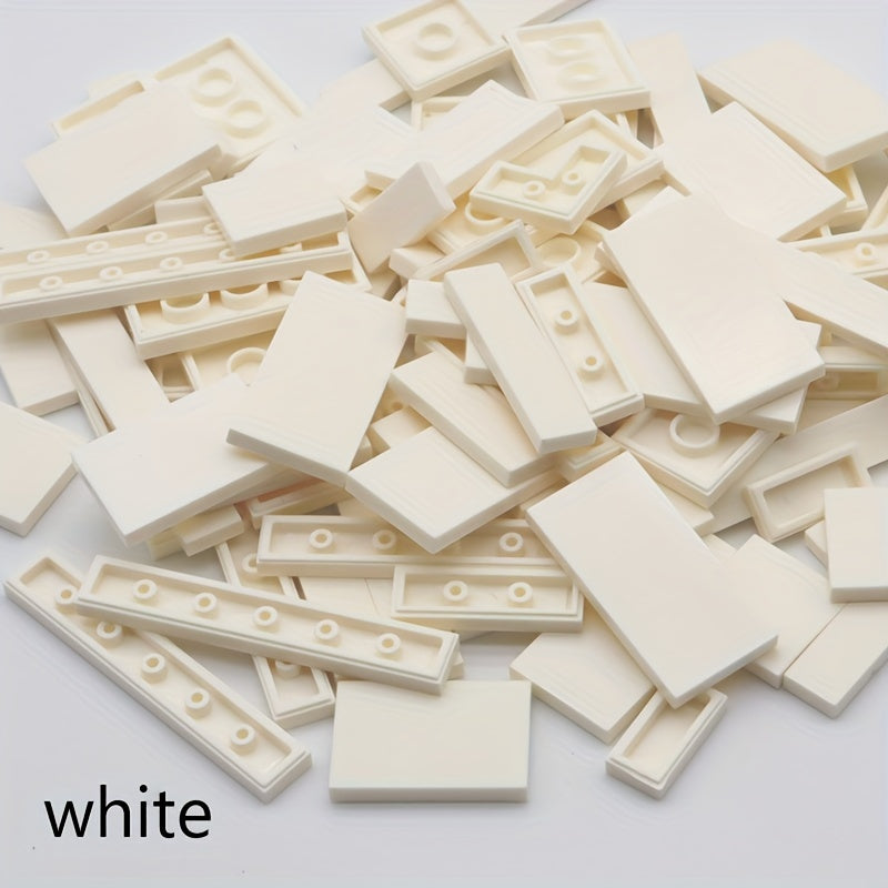 100pcs ABS Plastic Building Blocks Set Flat Tiles DIY Construction Toy Kit