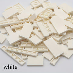 100pcs ABS Plastic Building Blocks Set Flat Tiles DIY Construction Toy Kit