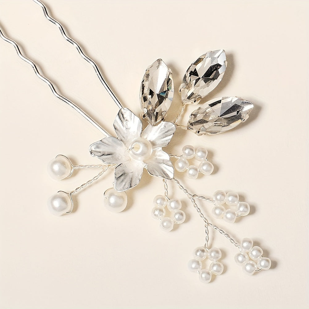 Bridal Floral Hairpin Rhinestone Insert Pin Headdress