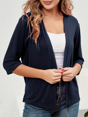 Basic Cardigan Women's Plus Plain Open Front Thin Cardigan
