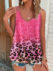 Glitter Leopard Print Tank Top