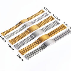 Stainless Steel Watch Band Metal Bracelet Folding Clasp Silver